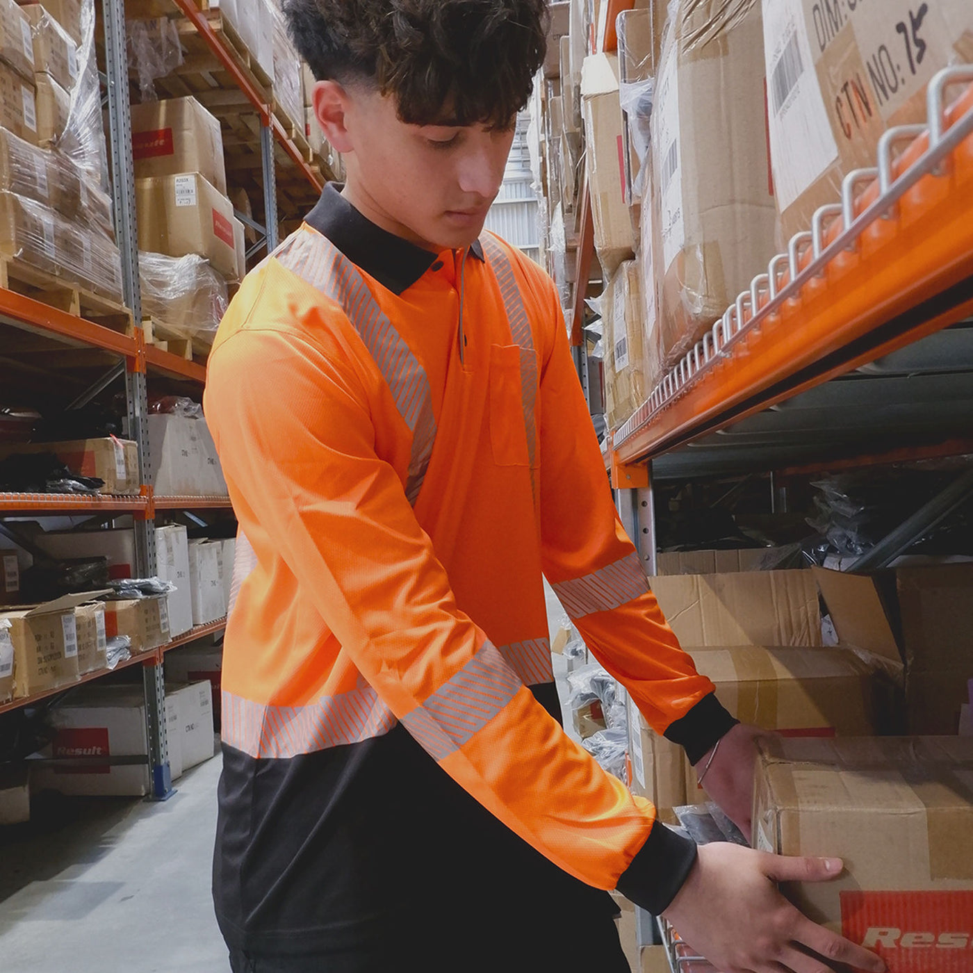R486X Workguard Recycled Hi Vis LS D/N Polo