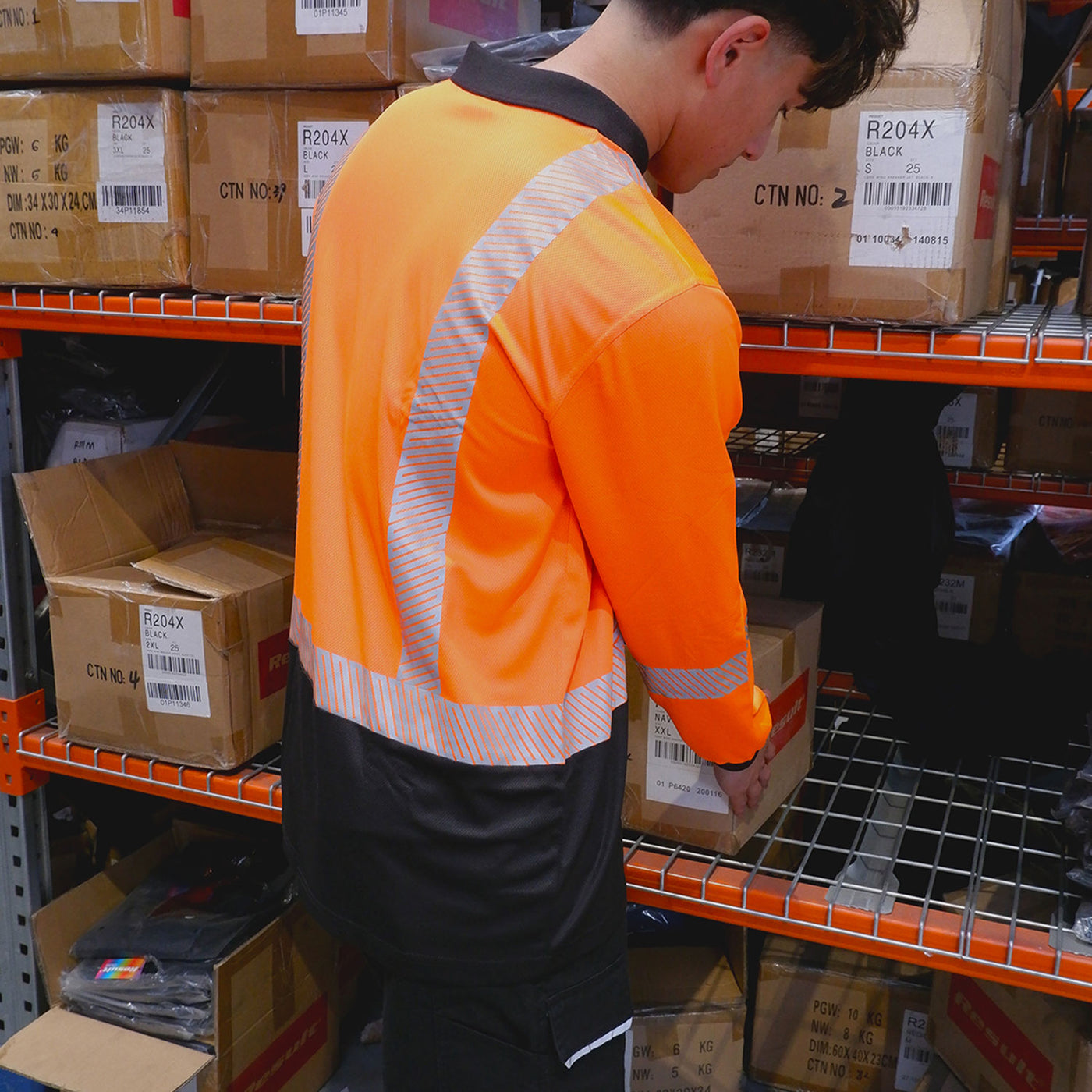 R486X Workguard Recycled Hi Vis LS D/N Polo
