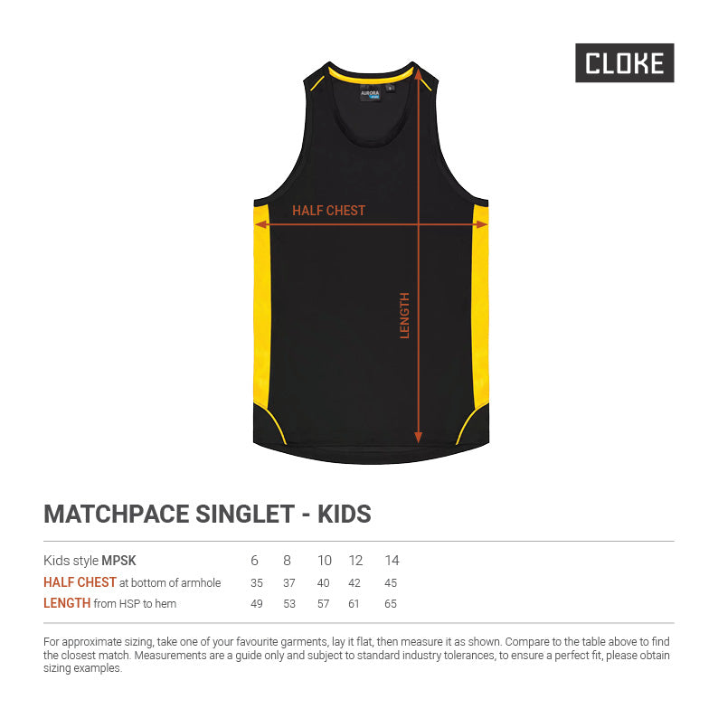 Matchpace Singlet - Kids MPSK